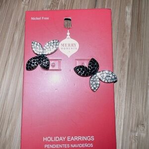 Black and Silver Holiday Earrings merry moments new